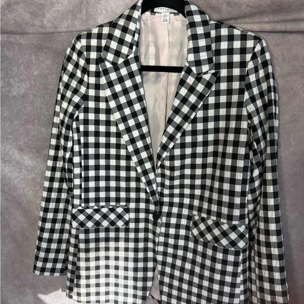 Black and white check blazer